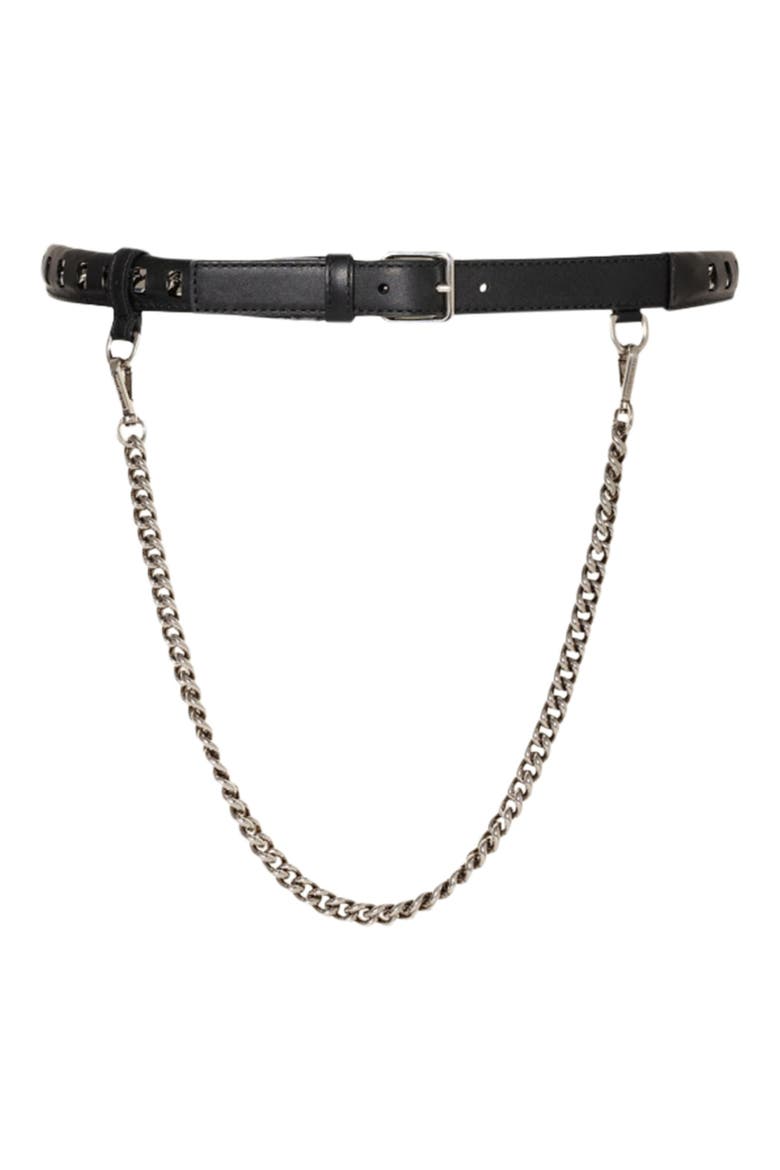 Drop Chain Leather Belt, Main, color, BLACK