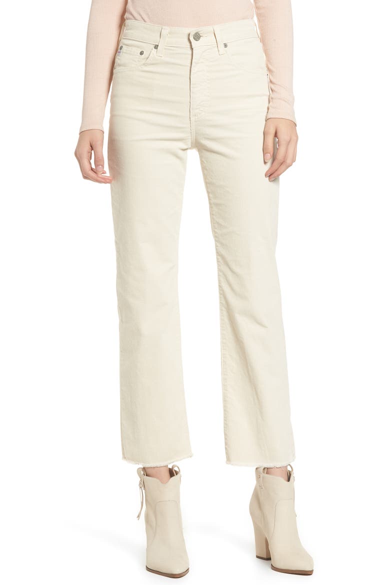 The Rhett High Waist Crop Corduroy Jeans, Main, color, 1 YEAR IVORY DUST