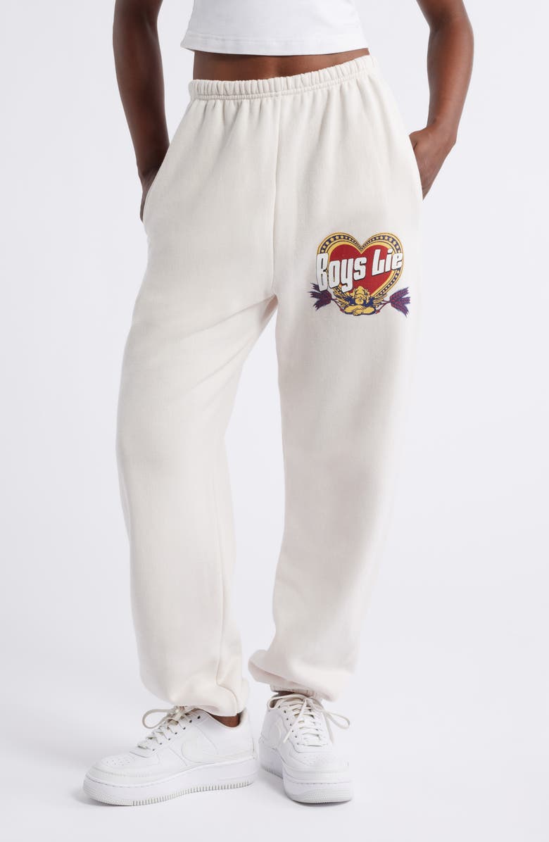 BOYS LIE Breakfast Beers Kimmy Graphic Sweatpants, Main, color, Cream