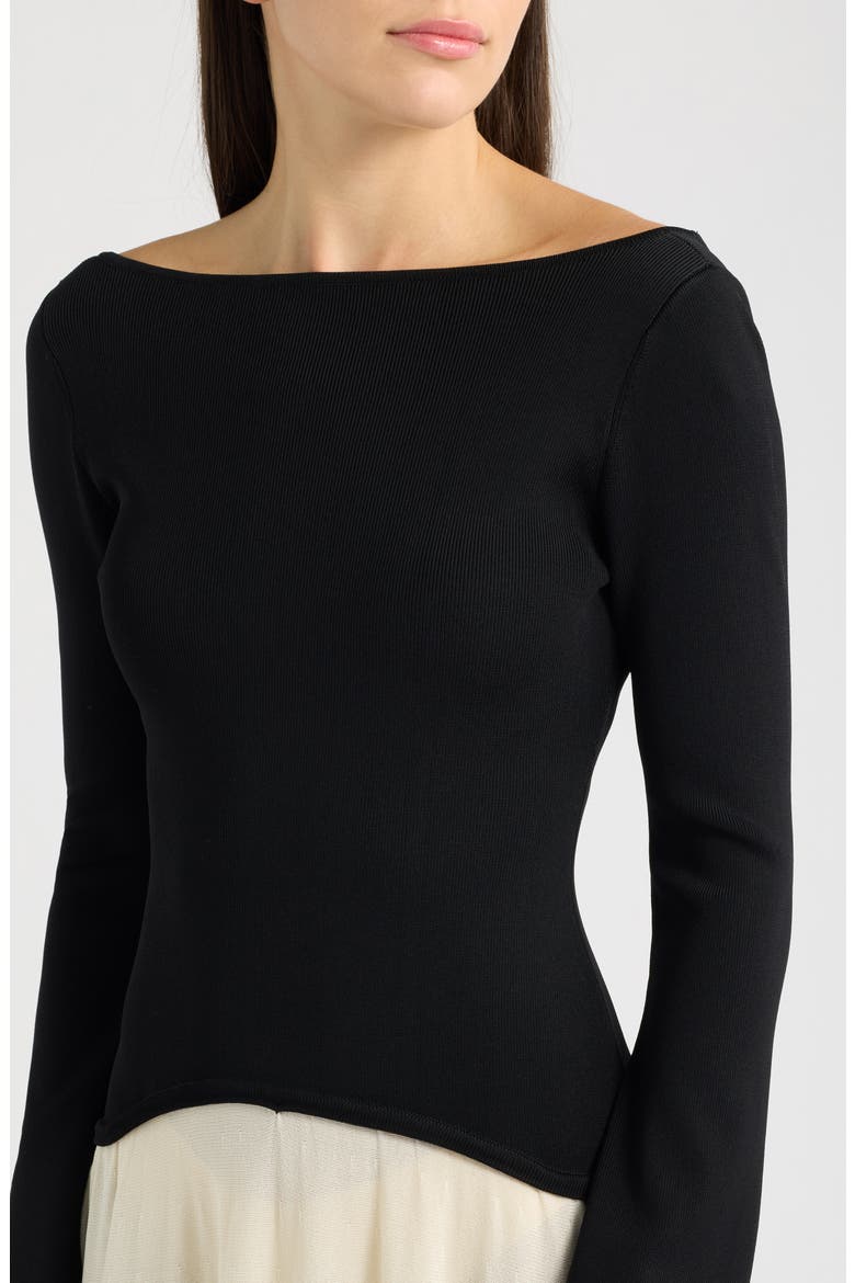 The Ambrio Bateau Neck Long Sleeve Maxi Dress, Alternate, color, NOIR / BRULE
