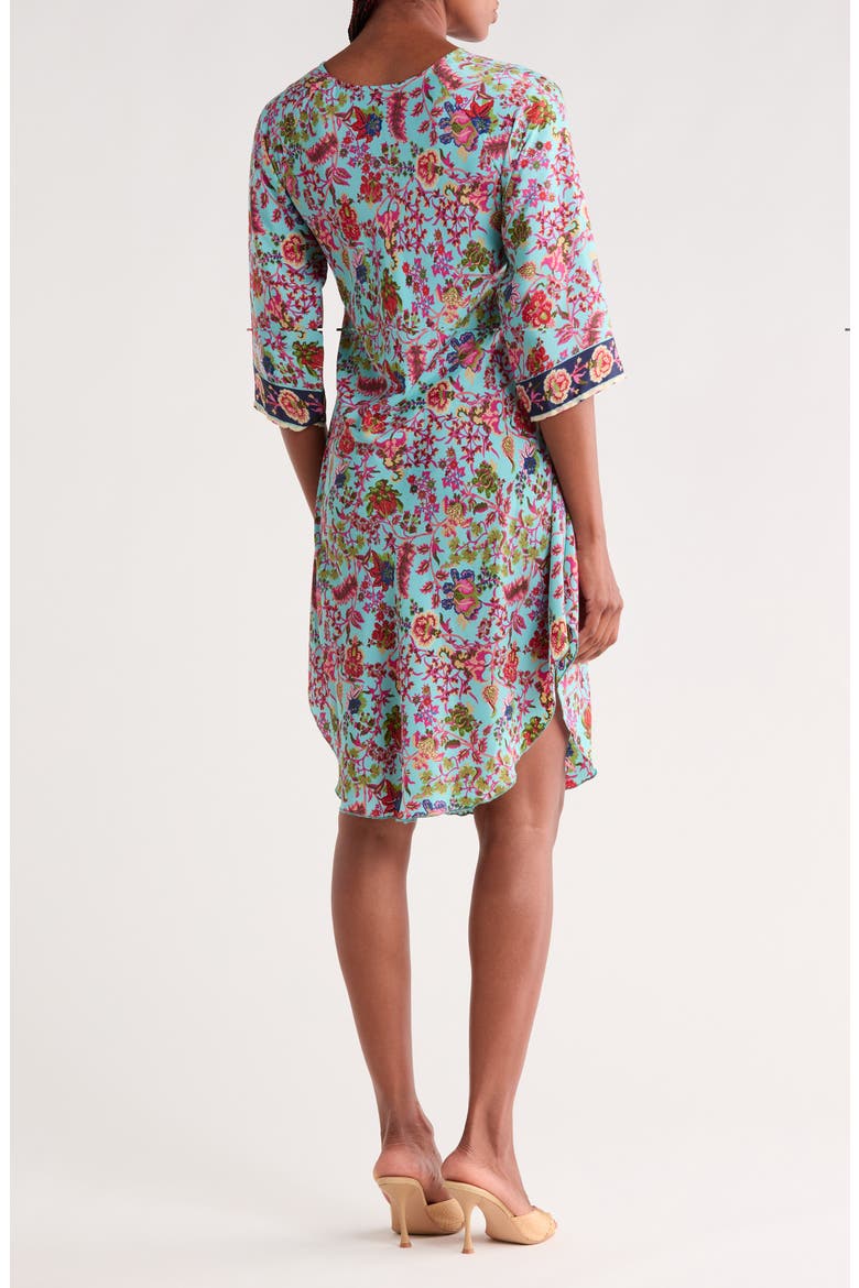 U-Hem Print Dress, Alternate, color, AQUA BLUE/ PINK