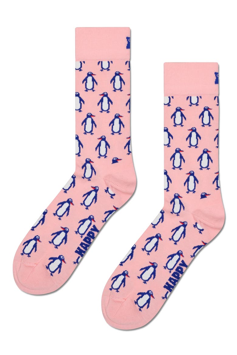 Penquin Crew Socks, Main, color, LIGHT PINK