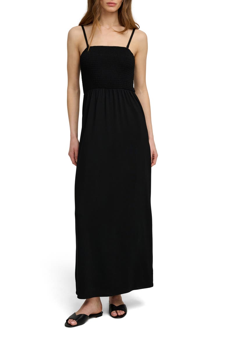 The Apartment Smocked Sleeveless Maxi Dress, Main, color, BLACK