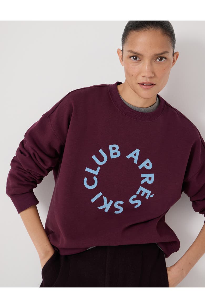 Après Ski Club Graphic Sweatshirt, Alternate, color, Dark Wine Red
