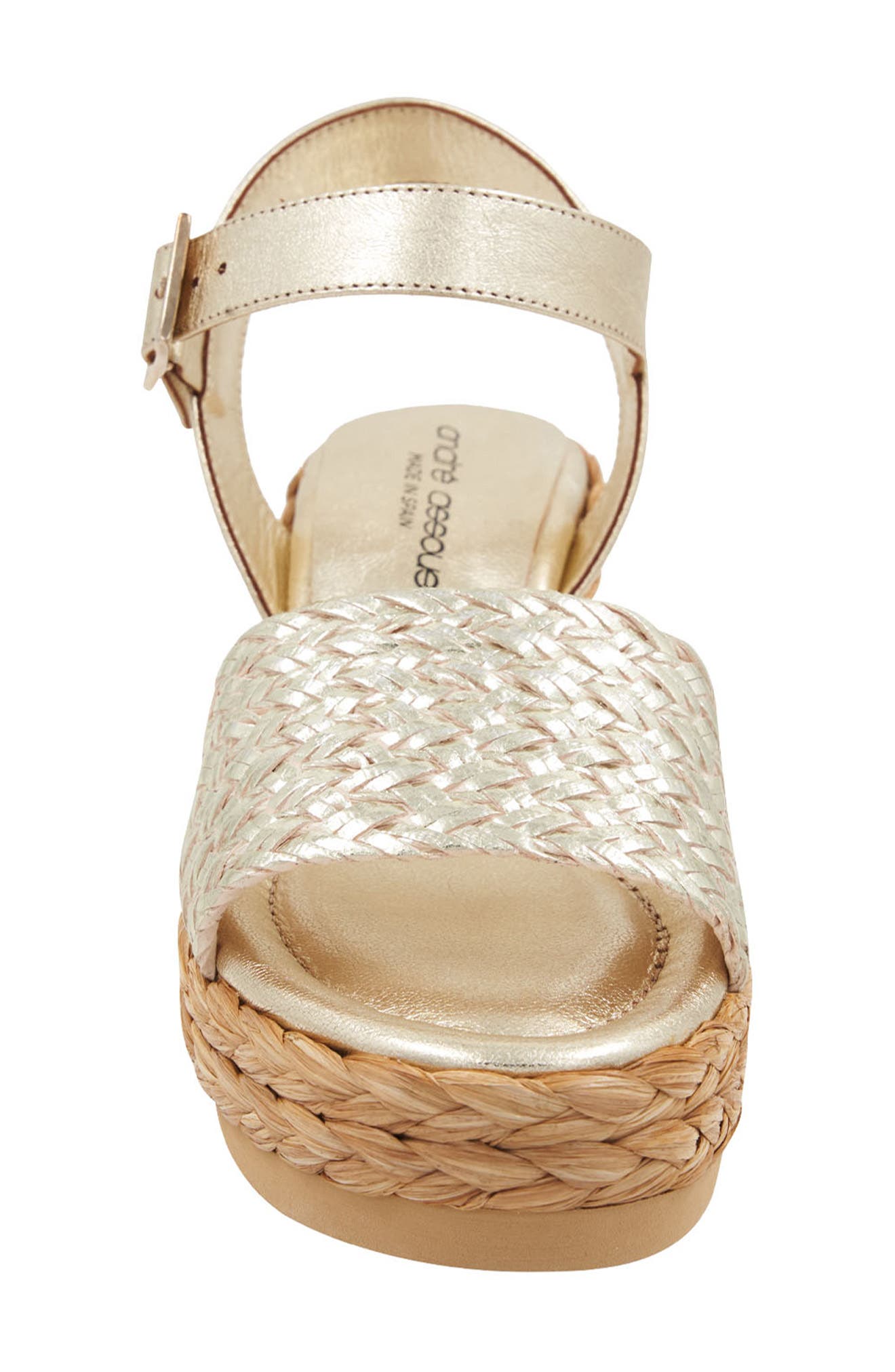 Carissa Ankle Strap Espadrille Platform Wedge Sandal, Alternate, color, PLATINO