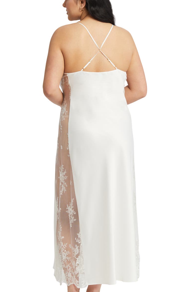 Darling Satin & Lace Nightgown, Alternate, color, IVORY
