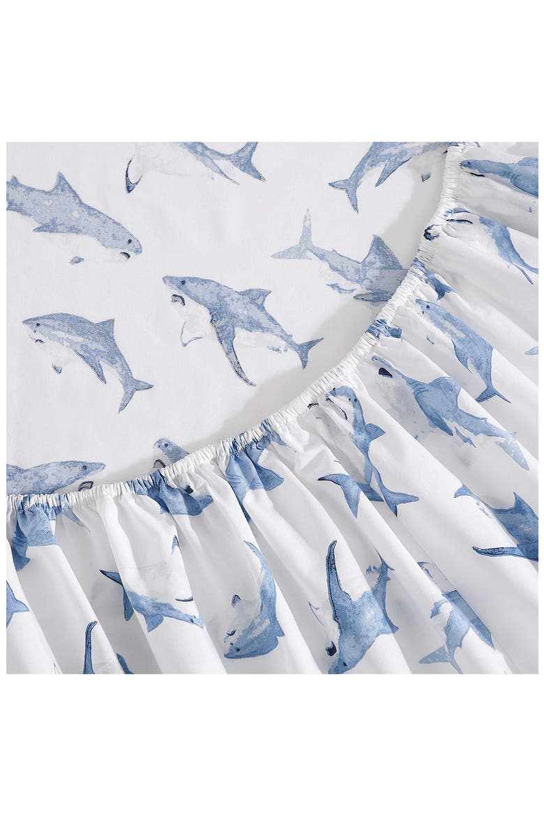 Shark Attack 200 Thread Count Cotton Percale Sheet Set, Alternate, color, BLUE