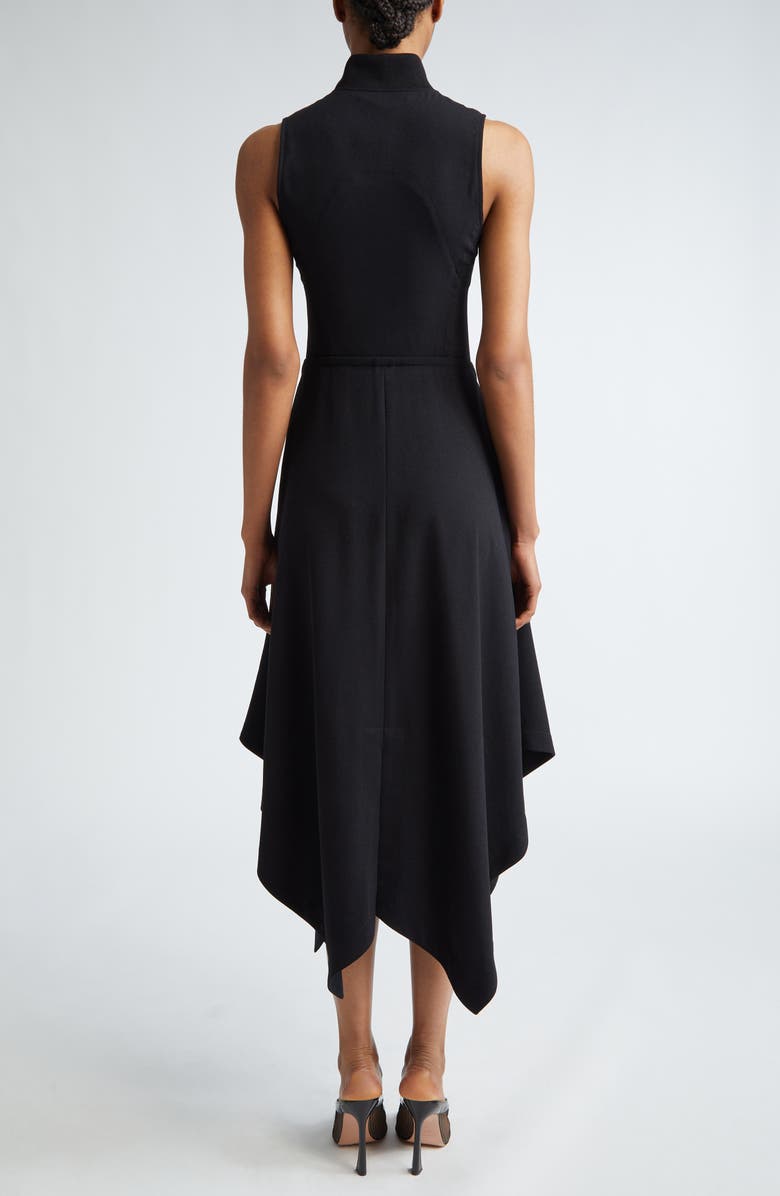 Jason Wu Collection Front Zip Handkerchief Hem Fluid Crepe Dress, Alternate, color,