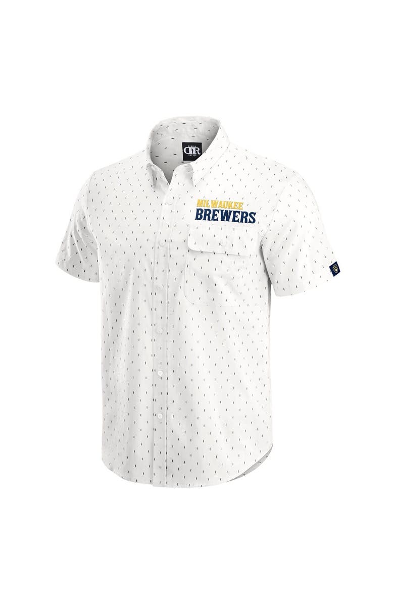Darius Rucker Collection by Fanatics Men's Darius Rucker Collection by Fanatics  Cream Milwaukee Brewers Printed Button-Down Shirt, Alternate, color, Cream