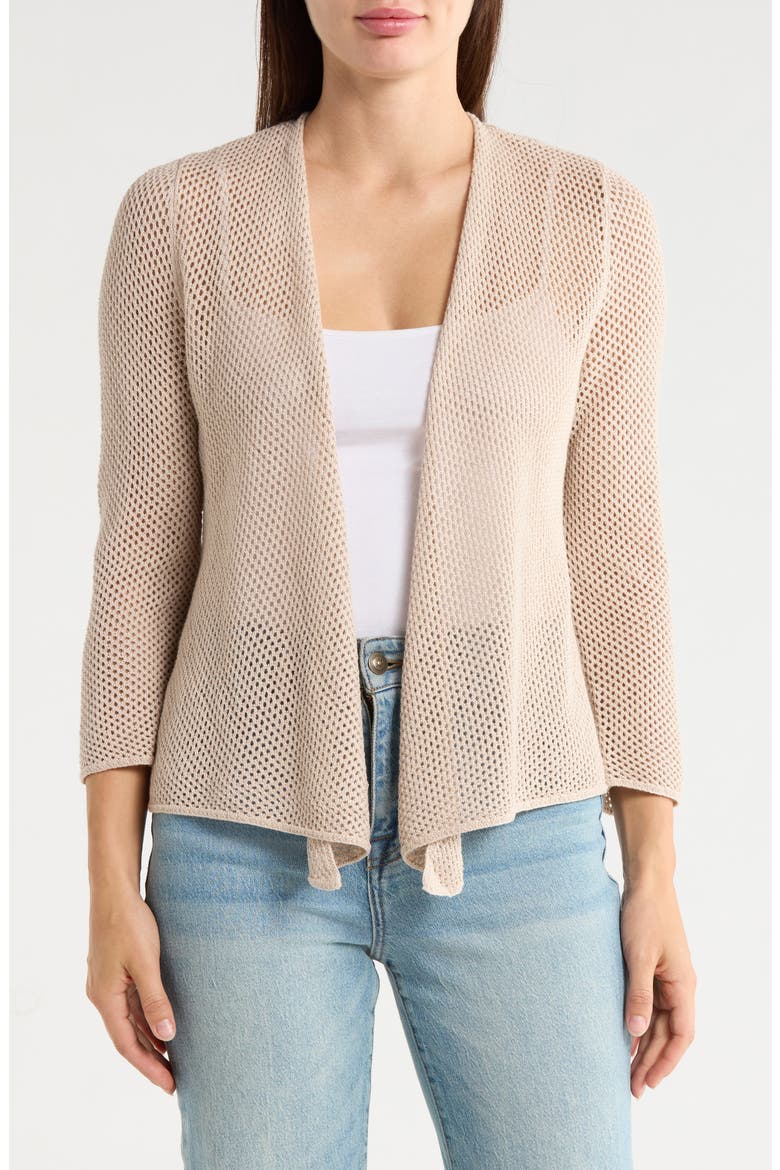 Open Stitch 4-Way Cotton Blend Cardigan, Main, color, CHAMOIS