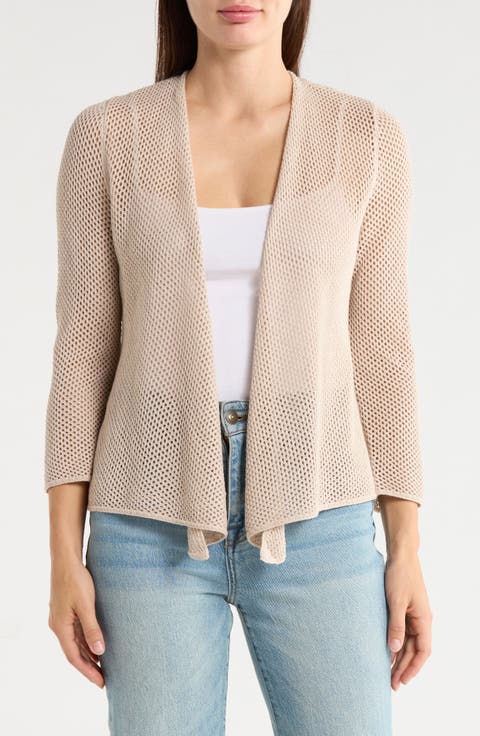 Open Stitch 4-Way Cotton Blend Cardigan