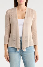 NIC+ZOE Open Stitch 4-Way Cotton Blend Cardigan