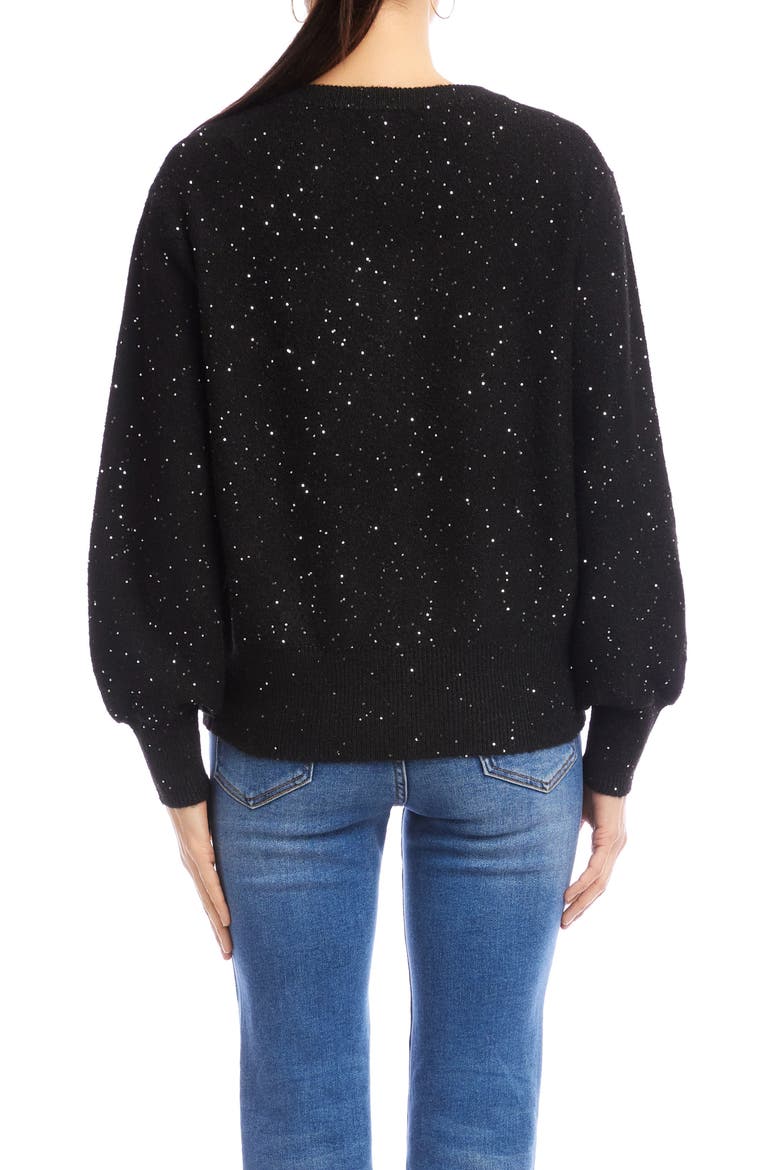 Sequin V-Neck Sweater, Alternate, color, BLACK