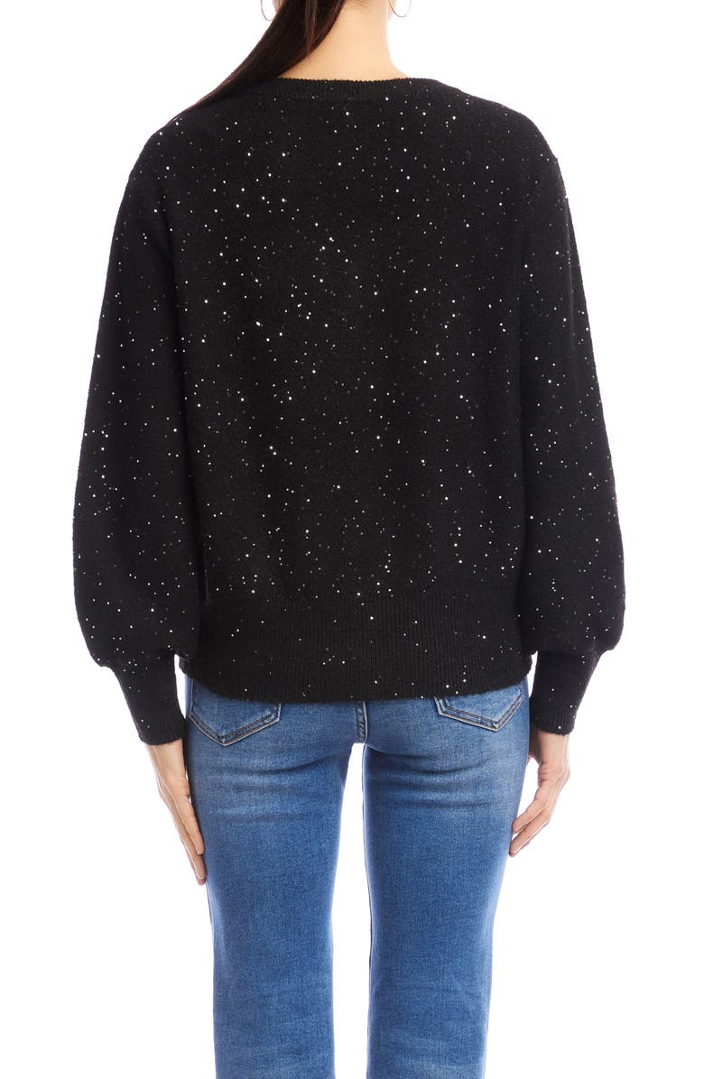 Karen Kane Sequin V-Neck Sweater, Alternate, color, Black