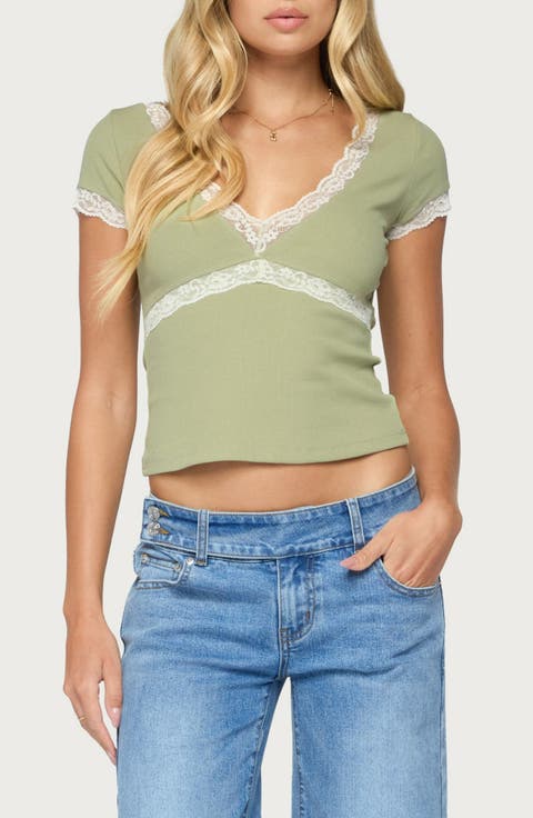 Juli Lacey Ribbed V-Neck Top