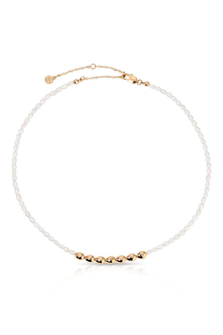 Freshwater Pearl & Cubic Zirconia Necklace, Main, color, GOLD