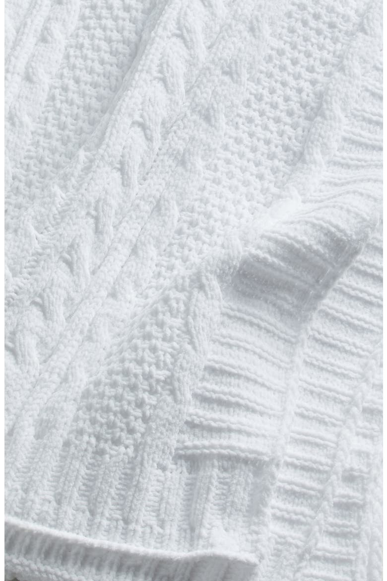 Cable Knit Baby Blanket, Alternate, color, WHITE