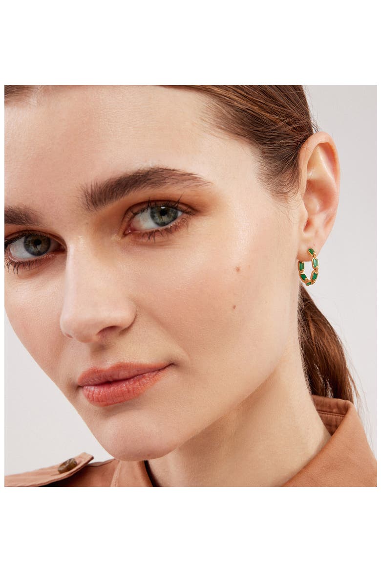 Generosity Agate Hoop Earrings, Alternate, color, GREEN