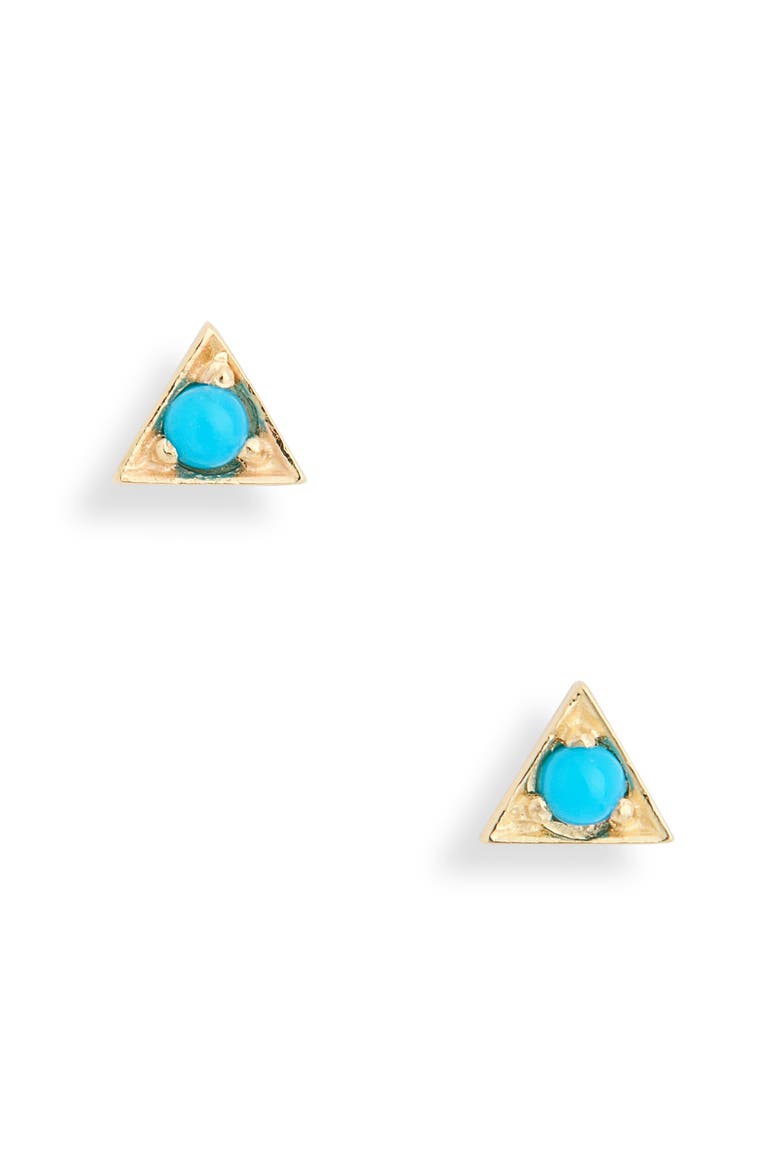 Cleo Triangle Stud Earrings, Main, color, TURQUOISE/ AQUA
