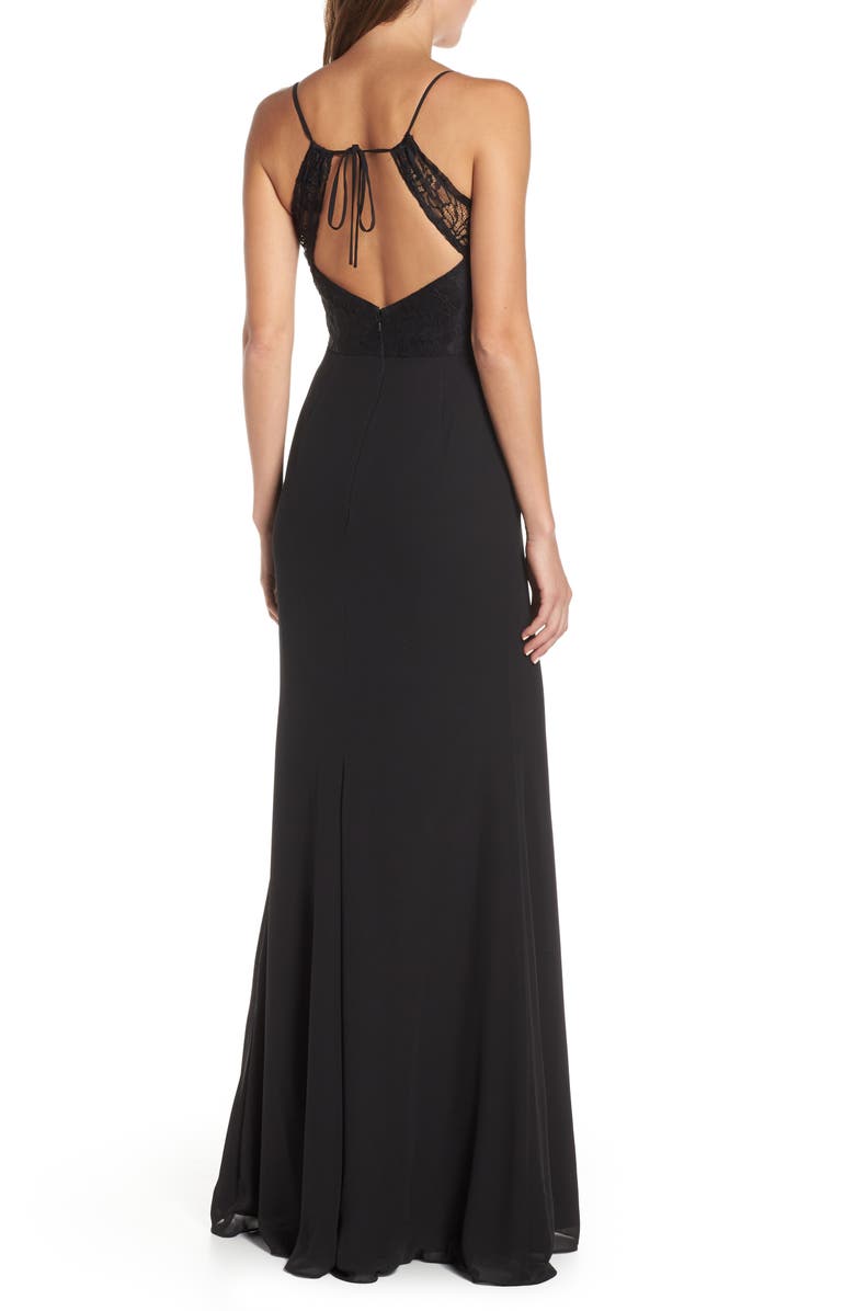 Hayley Paige Occasions Sleeveless Rose Lace & Chiffon Evening Dress, Alternate, color, 