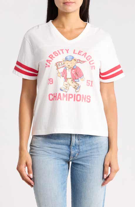 Varsity Bear Graphic V-Neck T-Shirt