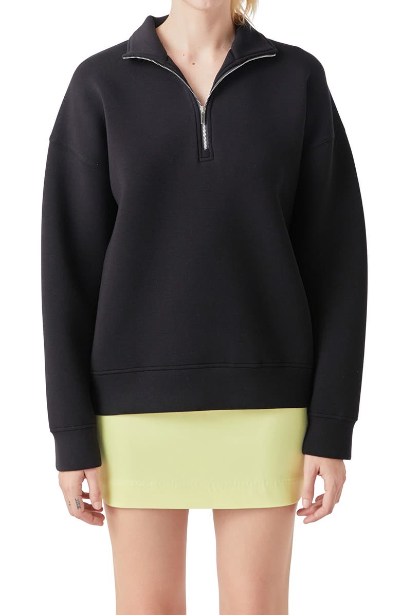 Grey Lab Scuba Knit Quarter Zip Pullover, Main, color, Black