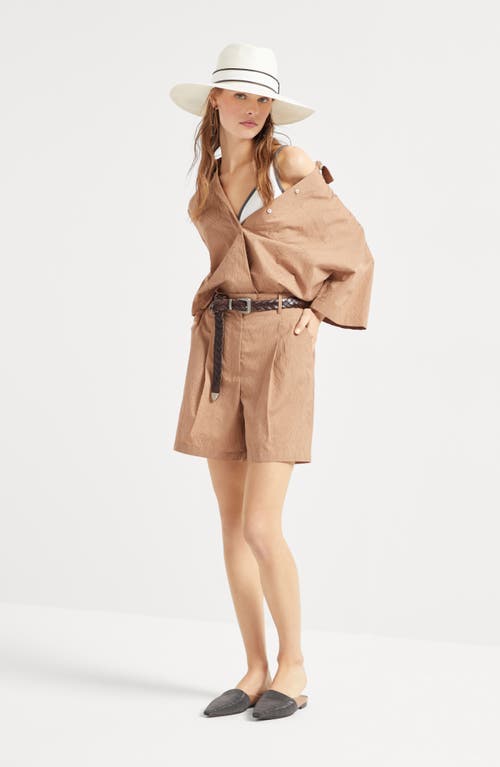 Brunello Cucinelli Baggy Shorts In Rust Brown