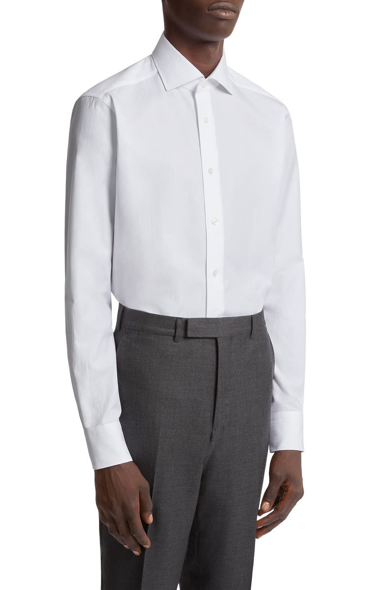ZEGNA Centoventimila Couture Tonal Microstripe Button-Up Shirt, Main, color, 