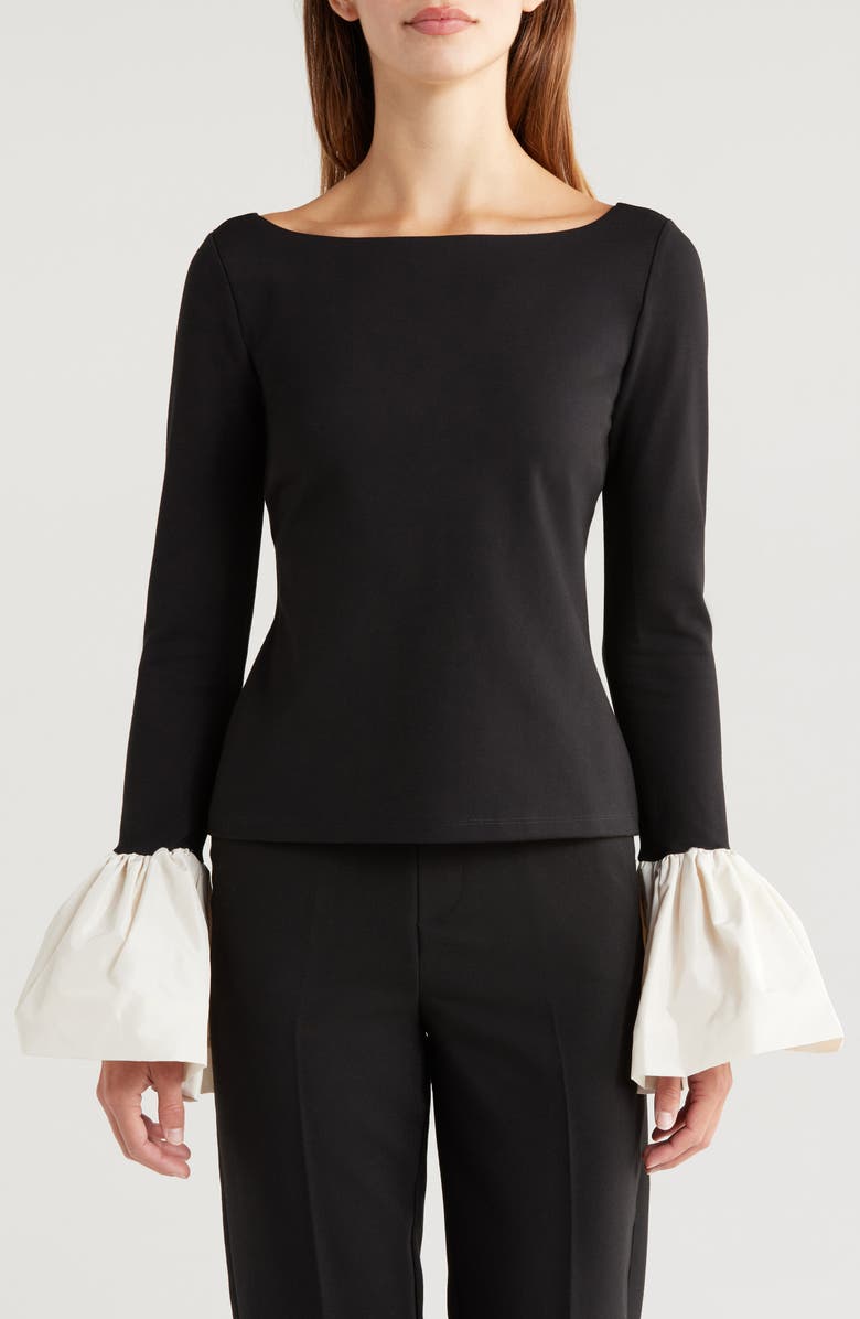 STAUD Paige Contrast Bell Cuff Top, Main, color,