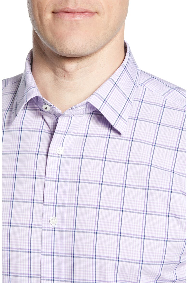 Tech-Smart Traditional Fit Stretch Windowpane Dress Shirt, Alternate, color, PURPLE BETTA TONAL PLAID