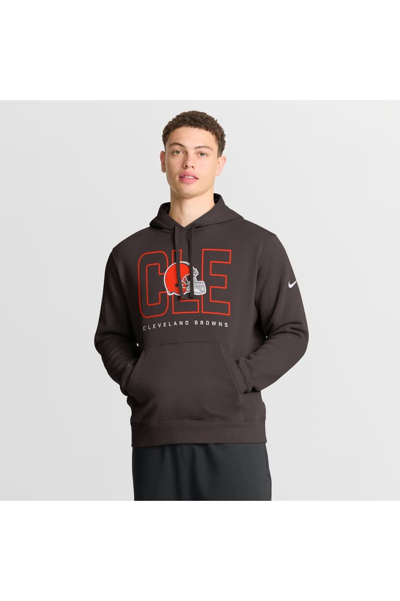 Men's Nike Brown Cleveland Browns Busted Play Club Fleece Pullover Hoodie, Main, color, Brown