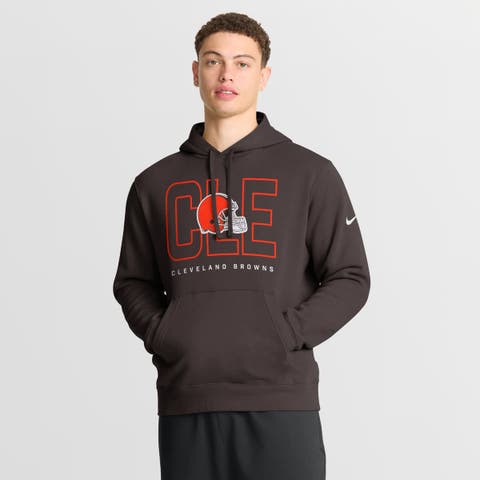 Men's Nike Brown Cleveland Browns Busted Play Club Fleece Pullover Hoodie