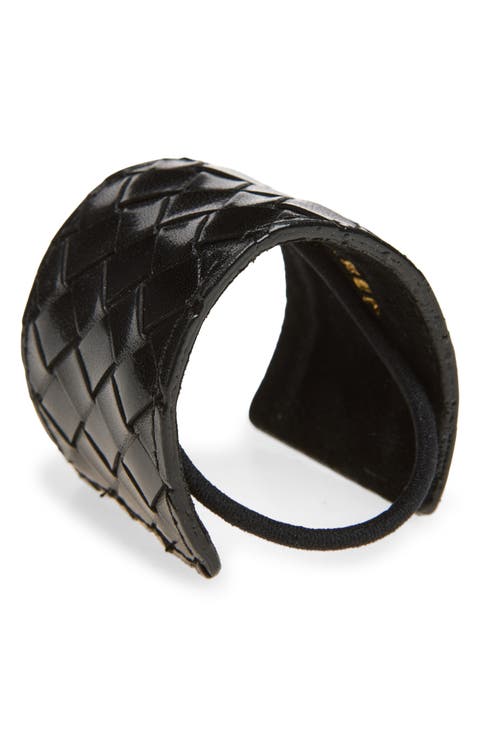 Braided Leather Ponytail Wrap