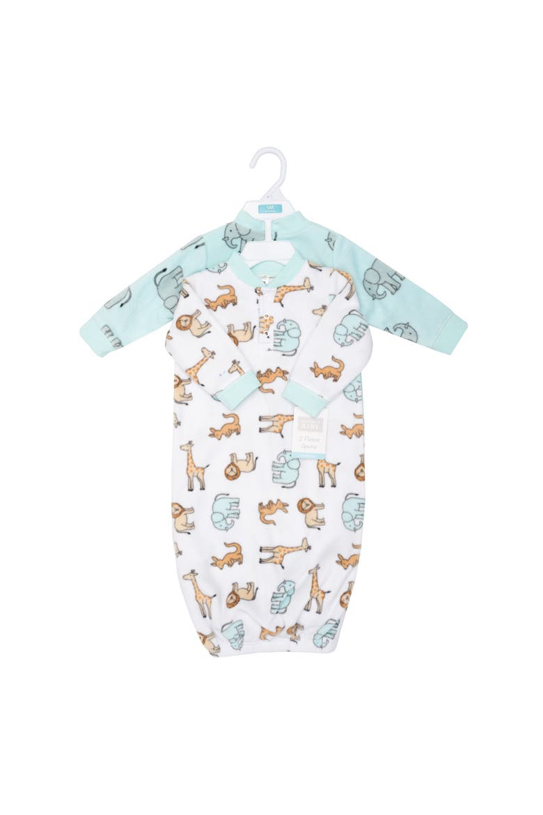 Fleece Gowns 2Pack, Alternate, color, Cute Safari
