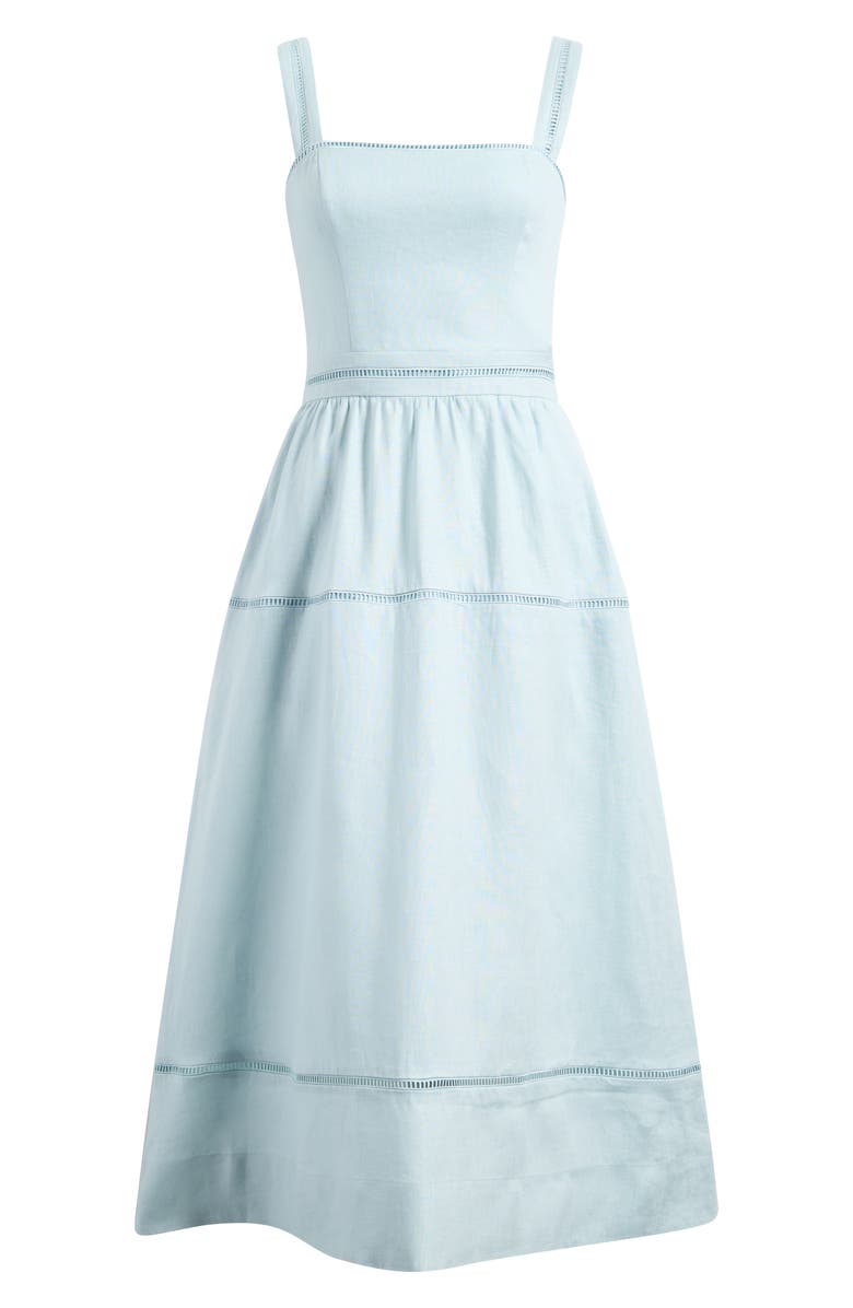 Reformation Everett Embroidered Linen Sundress, Main, color, Aquamarine
