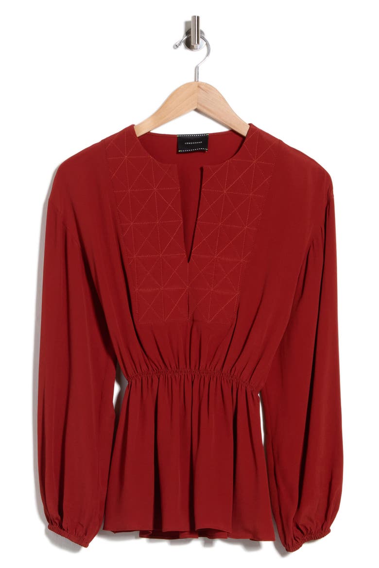 Smocked Waist Embroidered Top, Main, color, SIENNA