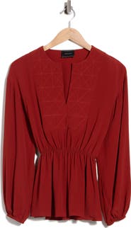 Longchamp Smocked Waist Embroidered Top