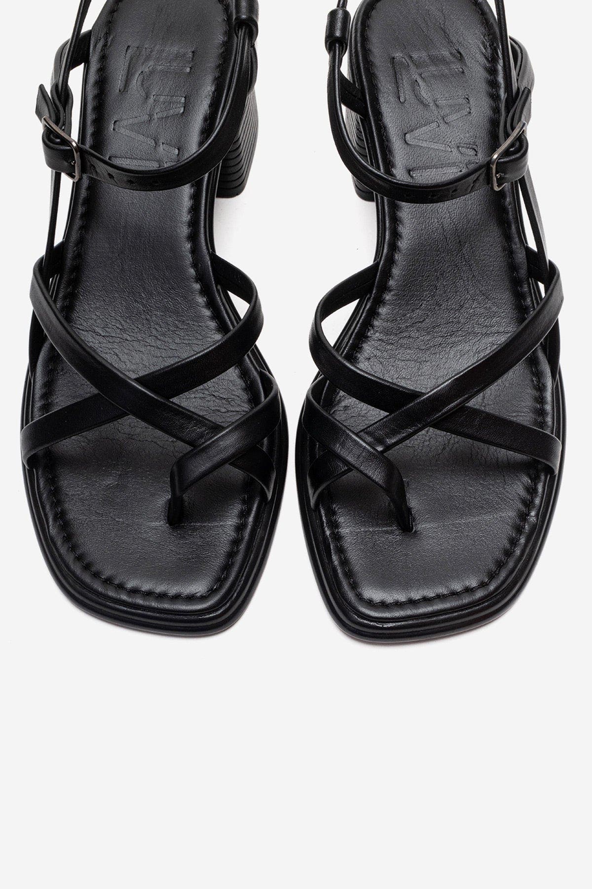 Forever & Always Shoes Lavish Leather Block Heel Sandal, Alternate, color, Black