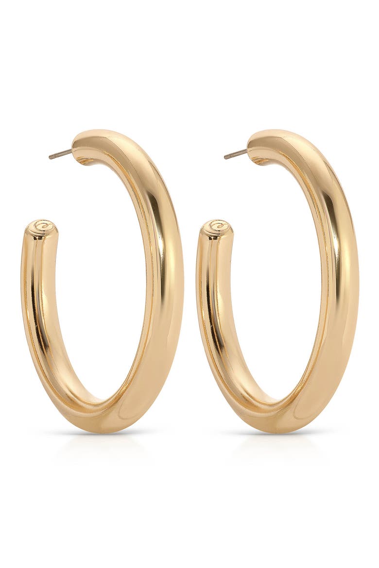 Large Thick Classic Hoop Earrings, Alternate, color, GOLD