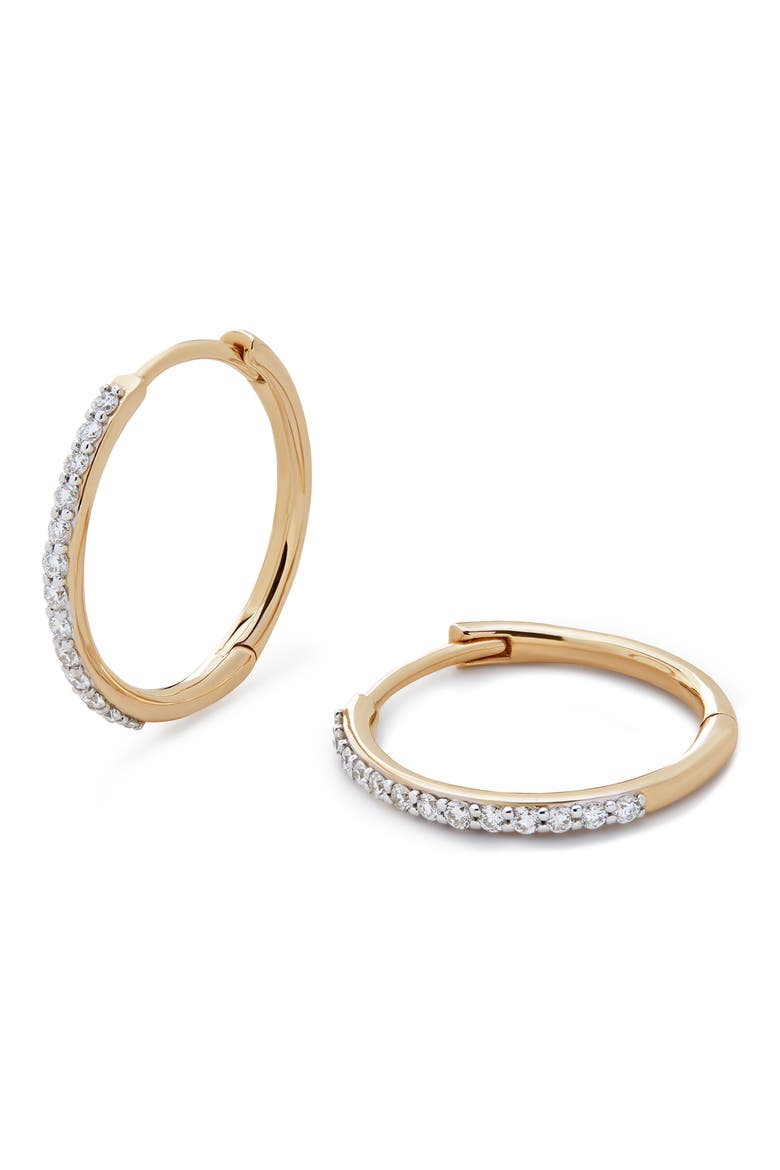Lab Created Diamond Pavé Small Hoop Earrings, Main, color, 14K SOLID GOLD
