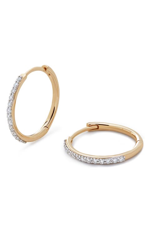 Lab Created Diamond Pav‚ Small Hoop Earrings (Online Trunk Show)
