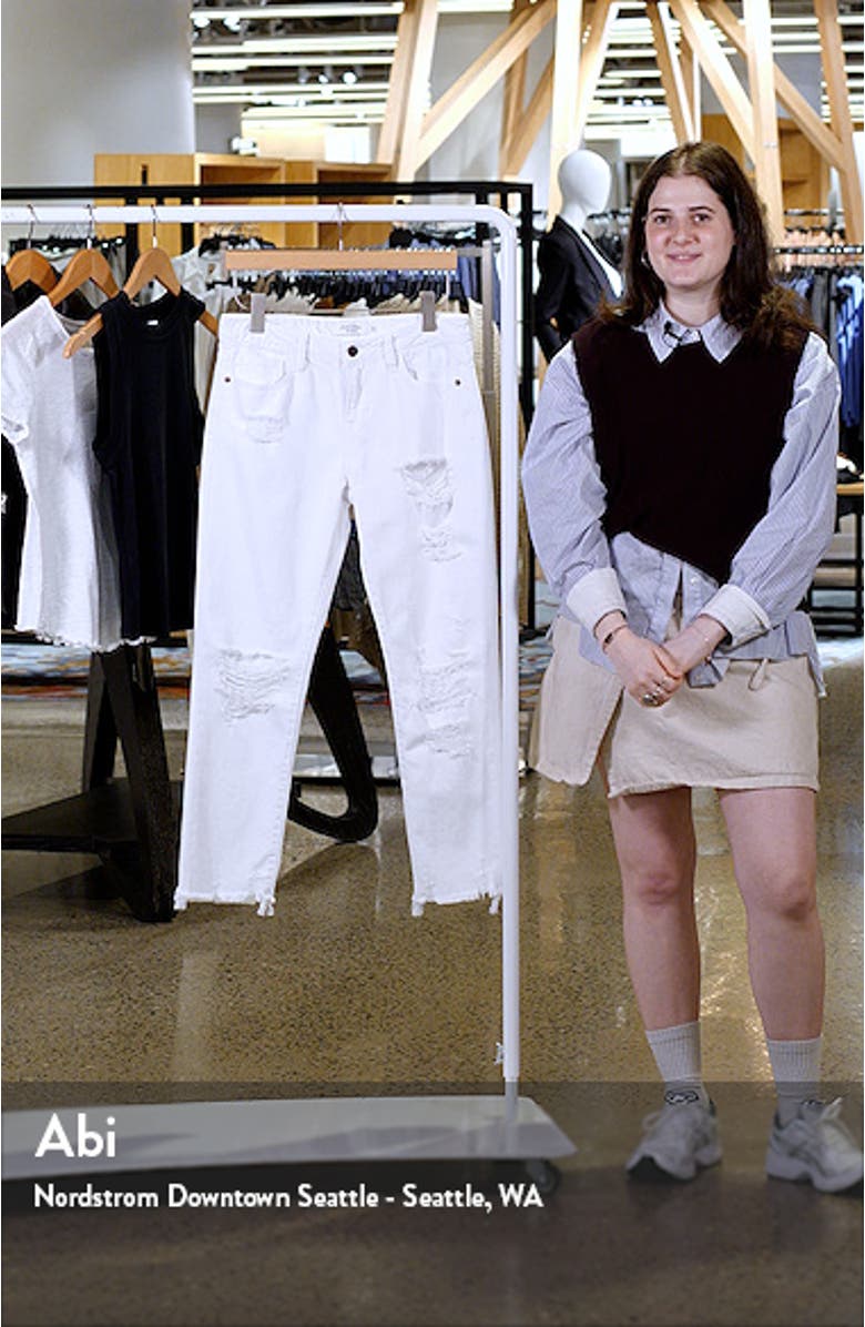 Slim Ripped Fray Hem Boyfriend Jeans, sales video thumbnail