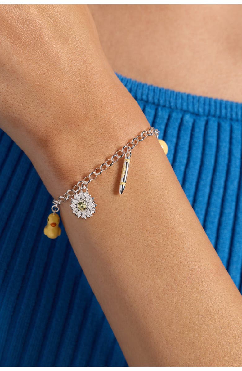 Alex and Ani Crayola x Alex and Ani Fan Favorites Sunglow Charm Bracelet, Alternate, color, Silver