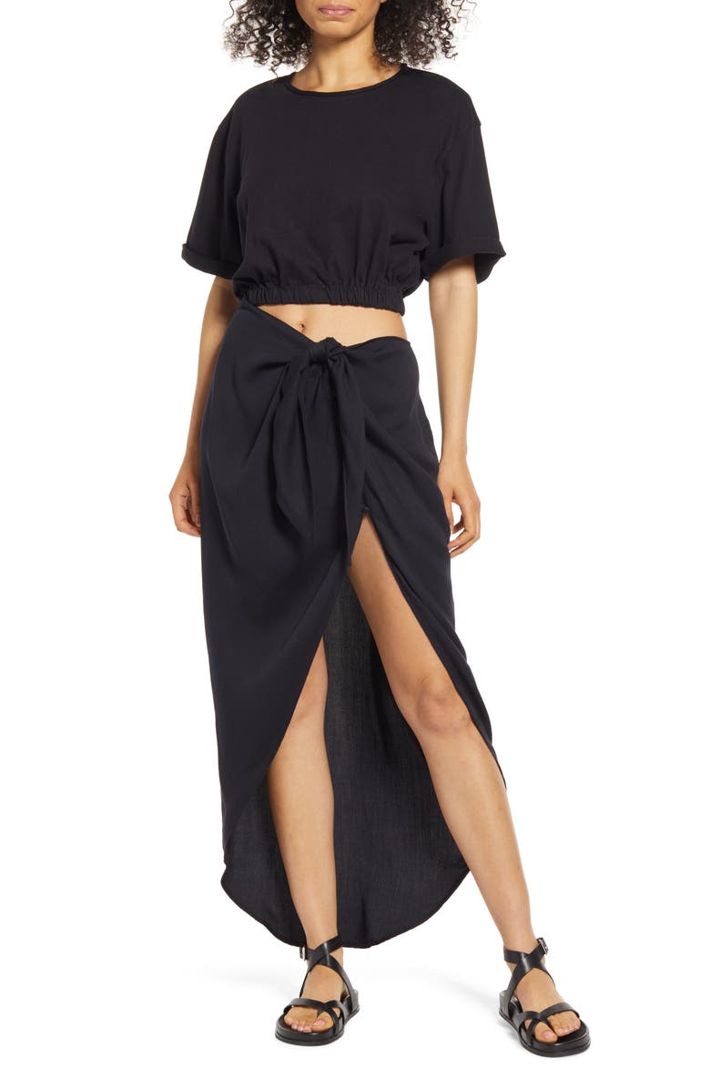 Free People Rae Waist Cutout Asymmetric Dress, Main, color, 