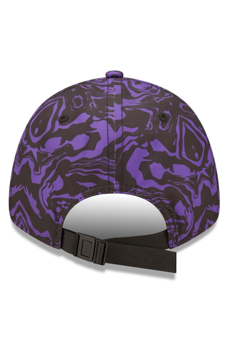 Men's New Era Black/Purple Tottenham Hotspur Allover Print 9FORTY Adjustable Hat, Alternate, color, Black