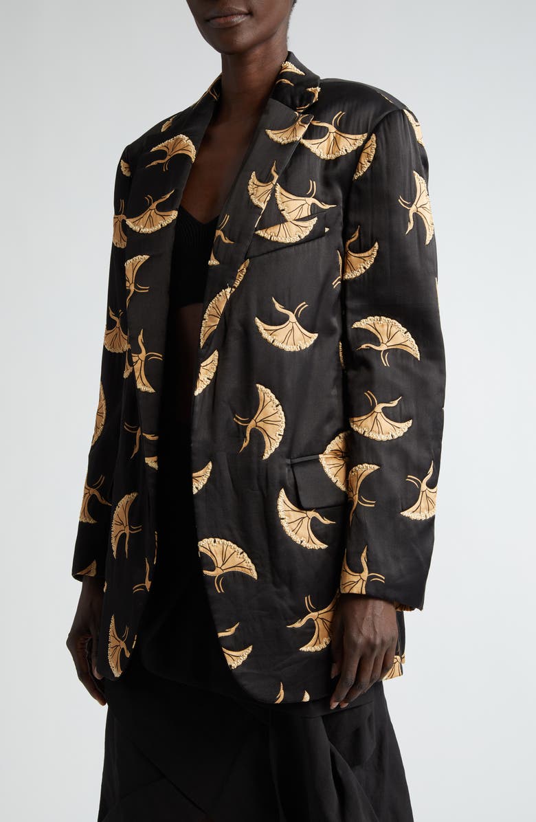 Dries Van Noten Blur Embellished Oversize Satin Blazer, Alternate, color,