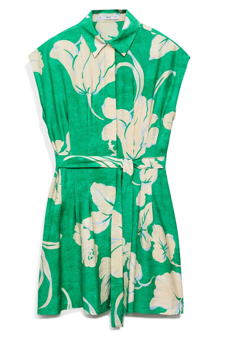 Pleated Belted Shirtdress, Alternate, color, GREEN