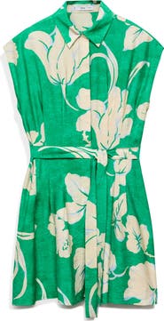 MANGO Pleated Belted Shirtdress