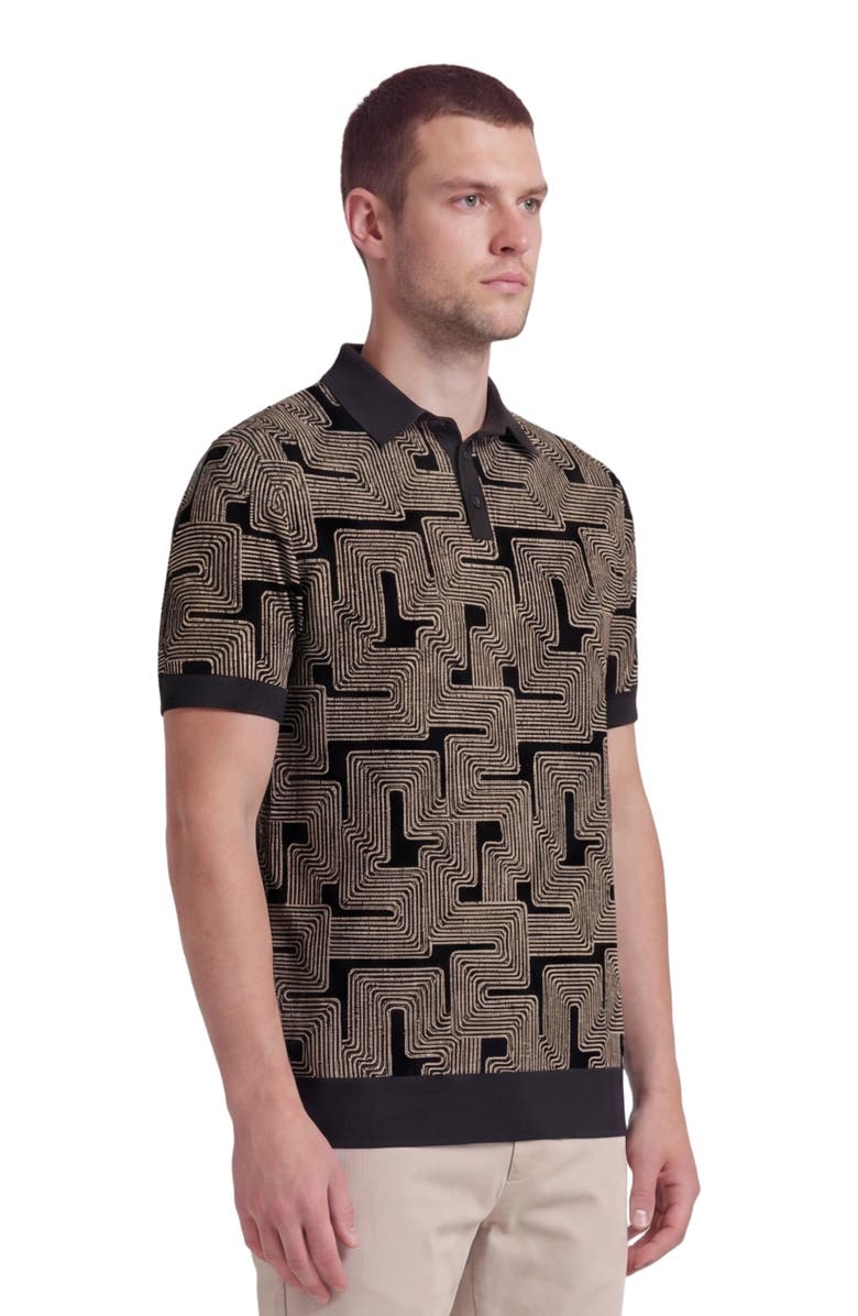 Lords of Harlech Inter Twine Mens Merino Silk Cashmere Polo, Alternate, color, Inter Twine Black