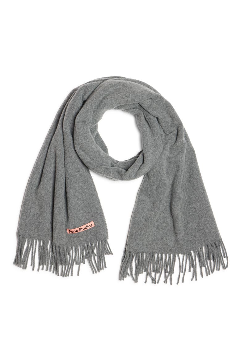Fringe Wool Scarf, Alternate, color, GREY MELANGE
